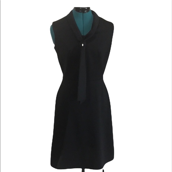 Vintage Dresses & Skirts - Vintage 1960s LBD Black Dress Neck Tie Small EUC